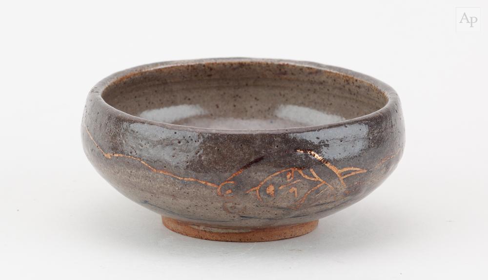 Eric James Mellon comparable auction result: eric james mellon 1925 2014 mermaid a small stoneware bowl covered in bean ash glaze painted signature title and glaze type dated 2008 diameter 12 5cm