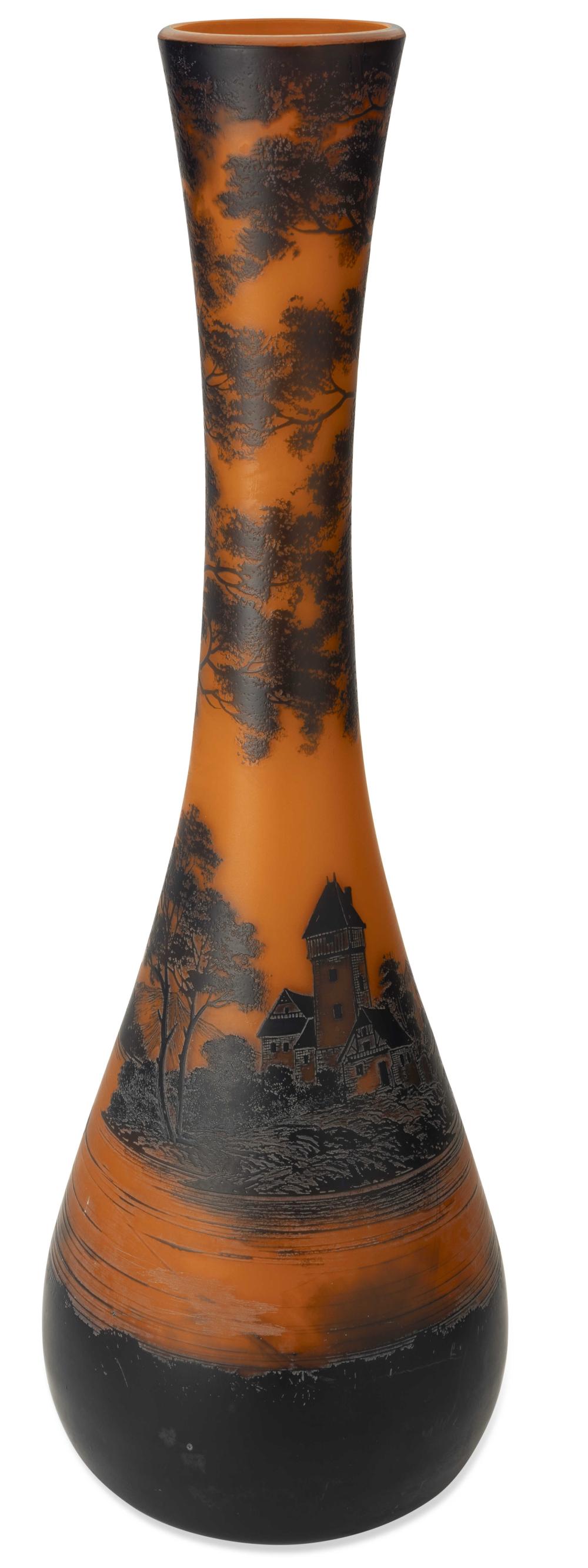Dick Watkins comparable auction result: richard loetz glassworks tapering cameo glass vase with elongated neck circa 1920 1925