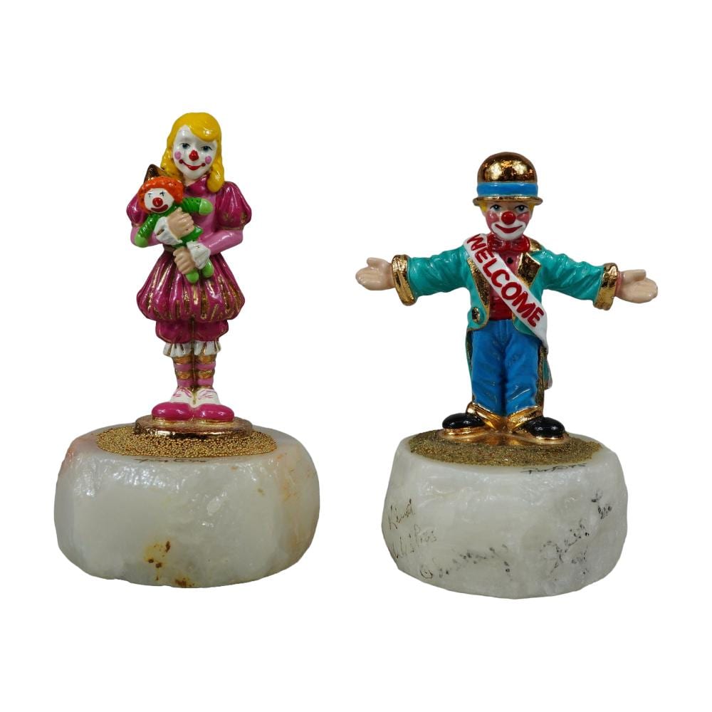 ron lee comparable auction result: 2pc ron lee signed cast metal clown sculptures
