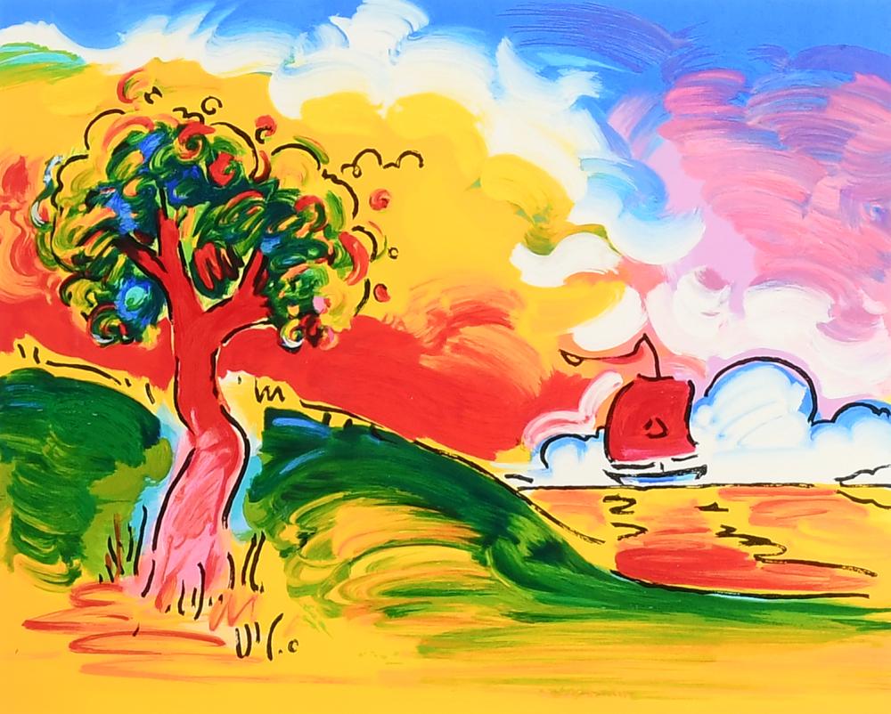Peter Max comparable auction result: peter max quiet lake serigraph