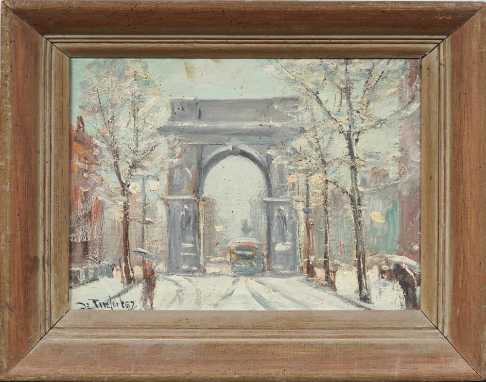 Bela Detirefort comparable auction result: bela detirefort 1894 1993 vintage american impressionist winter new york cityscape oil painting
