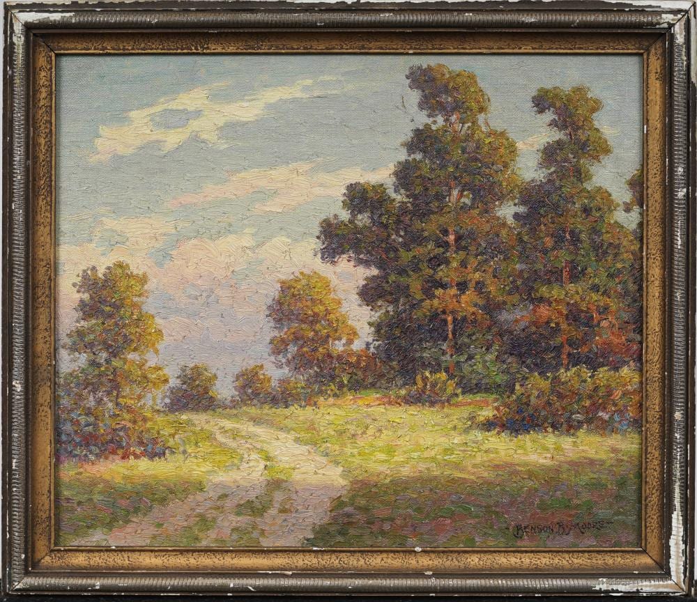 Benson Bond Moore comparable auction result: benson bond moore 1882 1974 antique american impressionist coastal landscape original oil painting