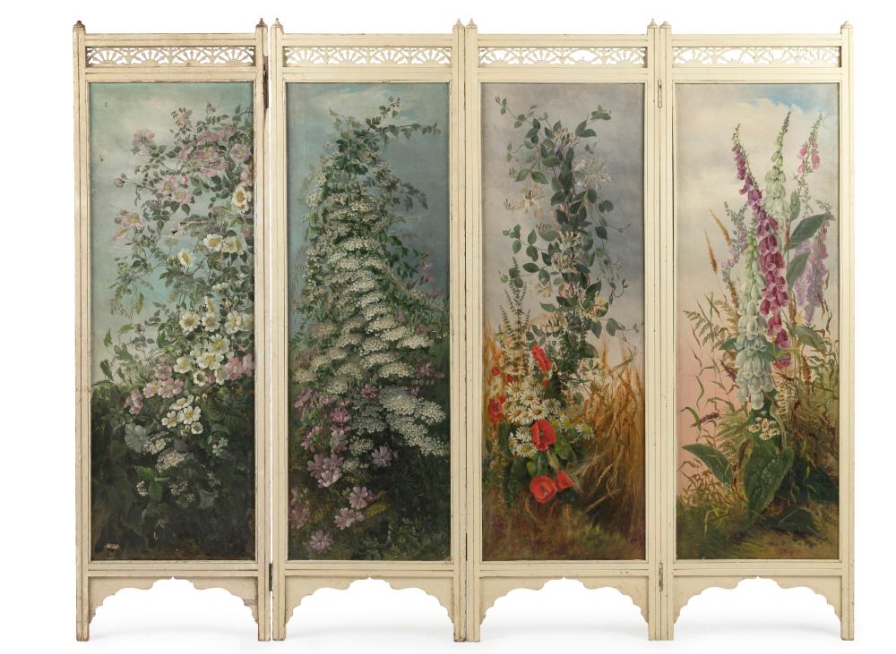 Ellis Rowan comparable auction result: marian ellis rowan 1848 1922 floral painted screen