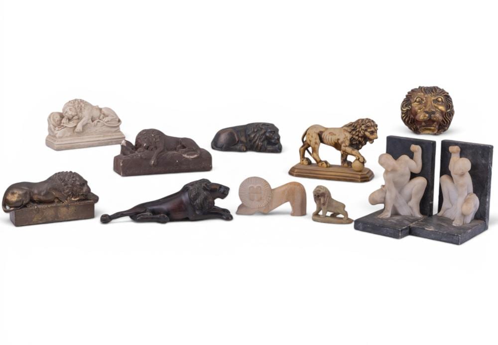 Alfred Steinacker comparable auction result: stone metal wood and composite lions