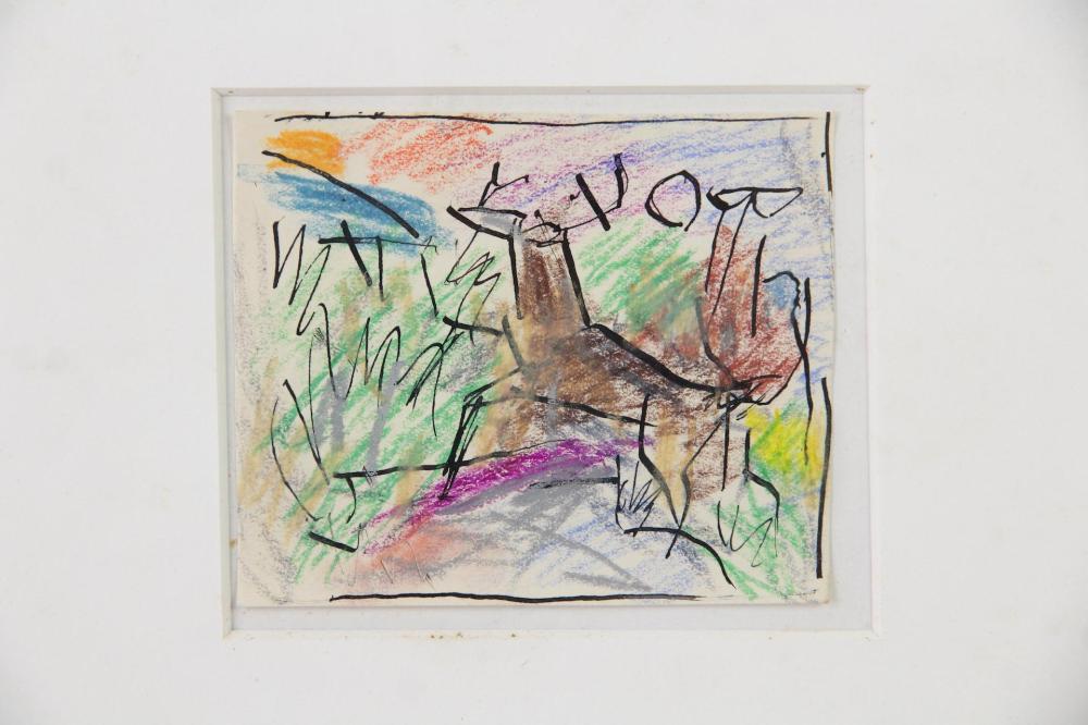 Karl Knaths comparable auction result: karl knaths frightened deer crayon and ink drawing