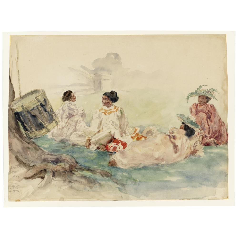 Charles Nicolas Sarka (1879-1960) Mangaia Queens Dancers 14 x 18 1/2 in. (Painted in 1903.) sold by Bonhams, lot 51 — auction record photograph