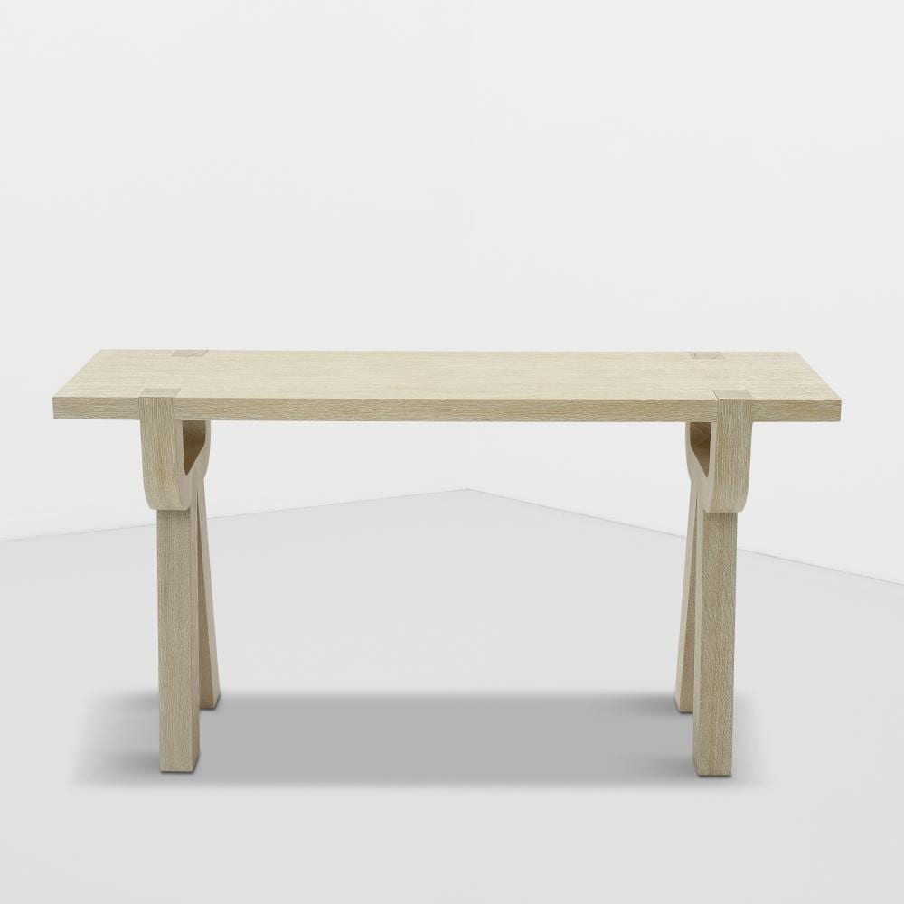 Christian Liaigre comparable auction result: christian liaigre 1943 2020 belier console tablecerused oak with impressed double cl mark on undersideheight 31 7 8in 81cm width 59in 150cm depth 15 3 4in 40cm