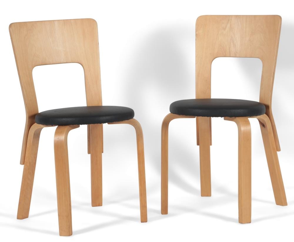 Alvar Aalto comparable auction result: alvar aalto finnish 1898 1976 for artek a pair of model 66 chairs