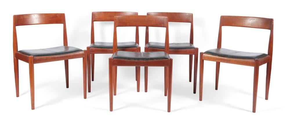 Kai Kristiansen comparable auction result: kai kristiansen danish b 1929 for fritz hansen a set of five 4110 teak dining chairs