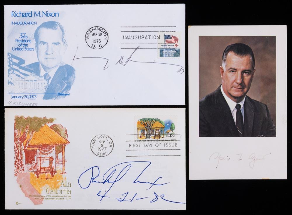 Andy Nixon comparable auction result: nixon richard spiro agnew and henry kissinger two signed covers one signed photo vietnam war era