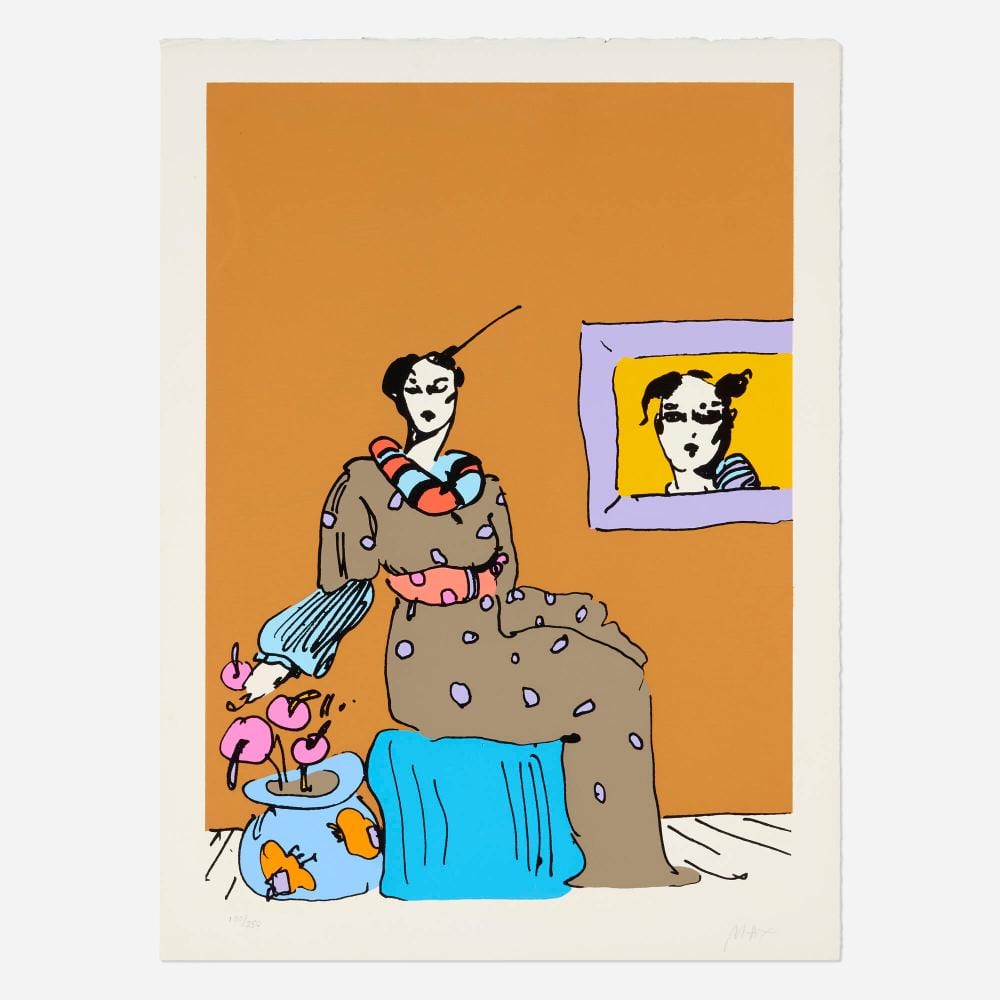 Peter Max comparable auction result: peter max lady with portrait