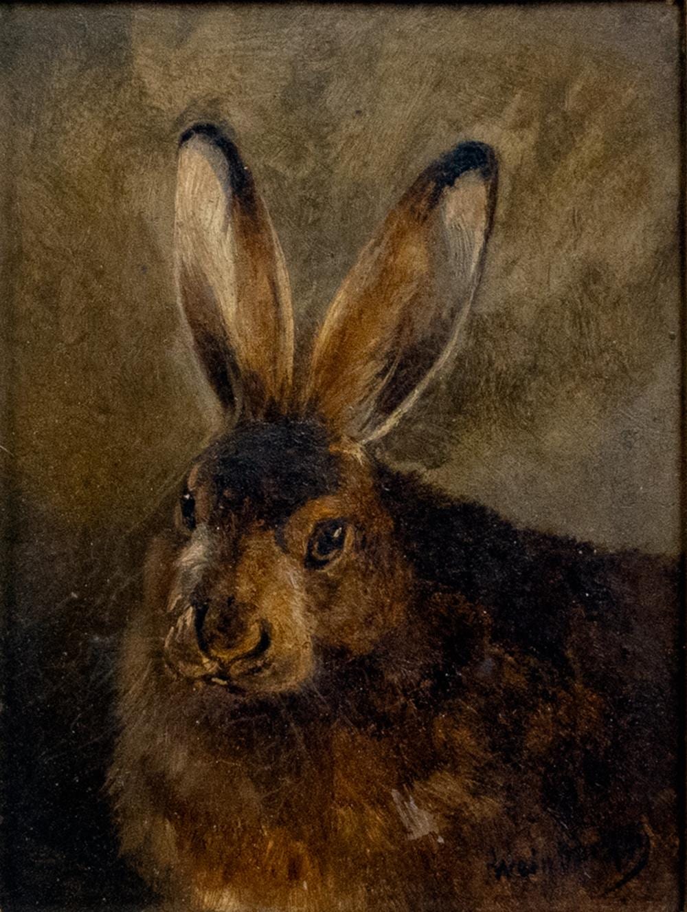 Anton Weinberger comparable auction result: anton weinberger german 1843 1912 portrait of a rabbit oil on panel signed l r frame 11 1 4 x 9 3 4 in 28 6 x 24 8 cm
