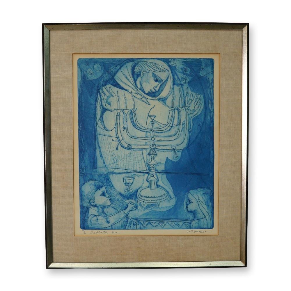 Irving Amen comparable auction result: irving amen american 1918 2011 limited edition pencil drawing on print sabbath eve