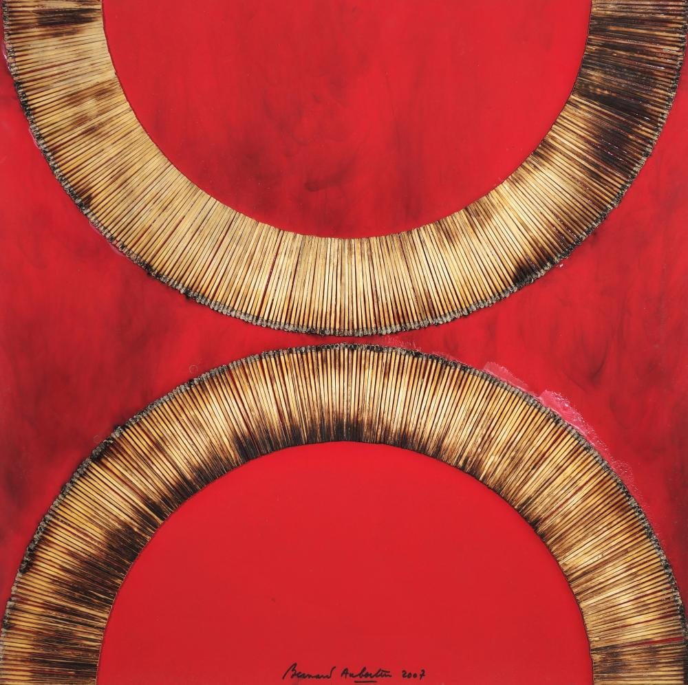 Bernard Aubertin comparable auction result: bernard aubertin dessin de feu sur table rouge 2007