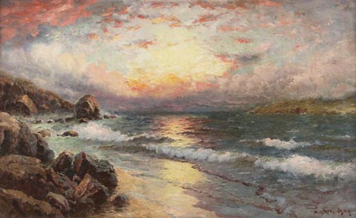 dey deribcowsky american 1880 1936 sunset marine c 1920 oil canvas 20 x 30 signed fine · Toomey & Co. Auctioneers · 2002-12-08 Dey DeRibcowsky comparable auction result: dey deribcowsky american 1880 1936 sunset marine c 1920 oil canvas 20 x 30 signed fine
