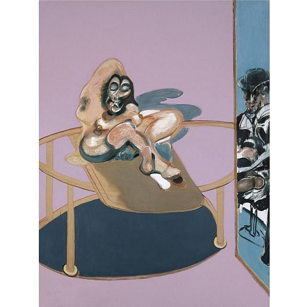 f,l - Francis Bacon , 1909-1992 Study of Nude with Figure in a Mirror oil on canvas comparable sale
