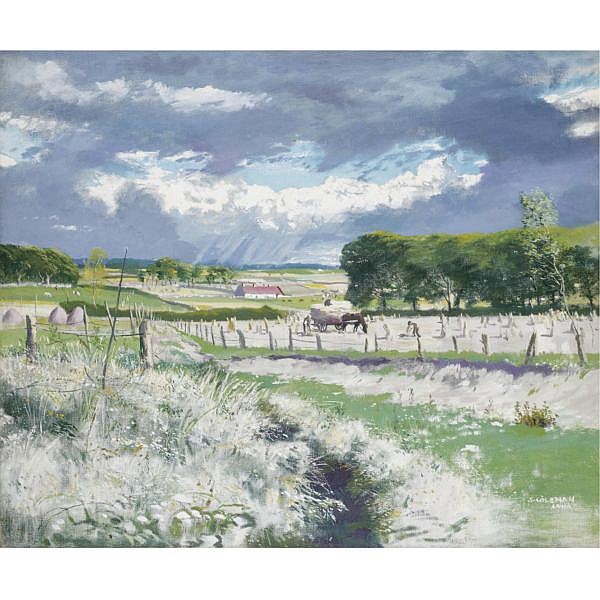 Simon Coleman comparable auction result: simon coleman 1916 1995 haymaking ireland oil on canvas