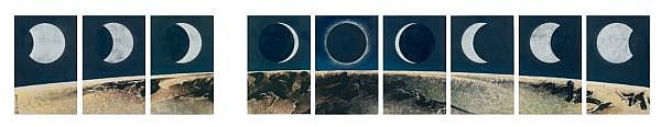 Liu Kuo-Song comparable auction result: liu guosong liu kuo sung b 1932 lunar eclipse ink and colour with collage on paper