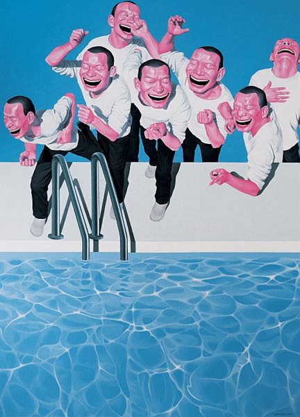 Yue Minjun , b. 1962 Take The Plunge acrylic on canvas comparable sale