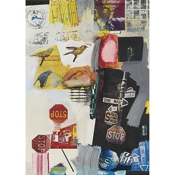 - Robert Rauschenberg , b. 1925 Overdrive oil and silkscreen ink on canvas comparable sale