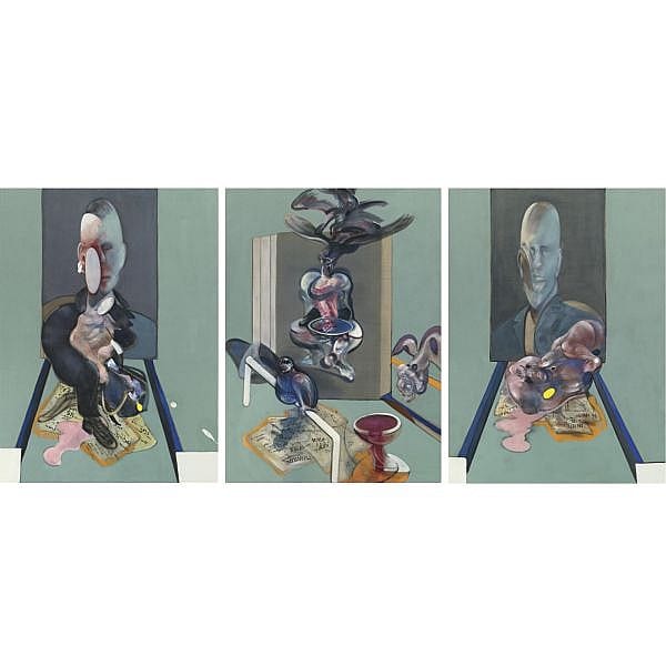 Francis Bacon , 1909-1992 Triptych, 1976 oil and pastel on canvas in three parts comparable sale