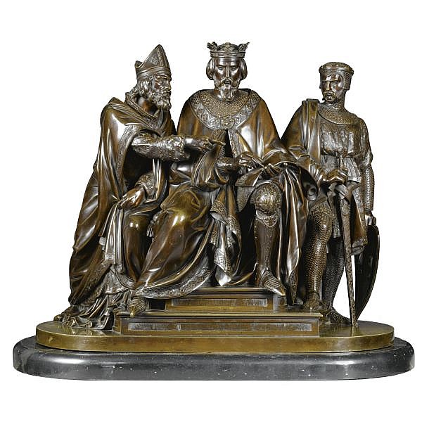 François-Théodore Devaulx comparable auction result: fran ois th odore devaulx french 1808 1870 the signing of the magna carta bronze green brown patina on black marble base