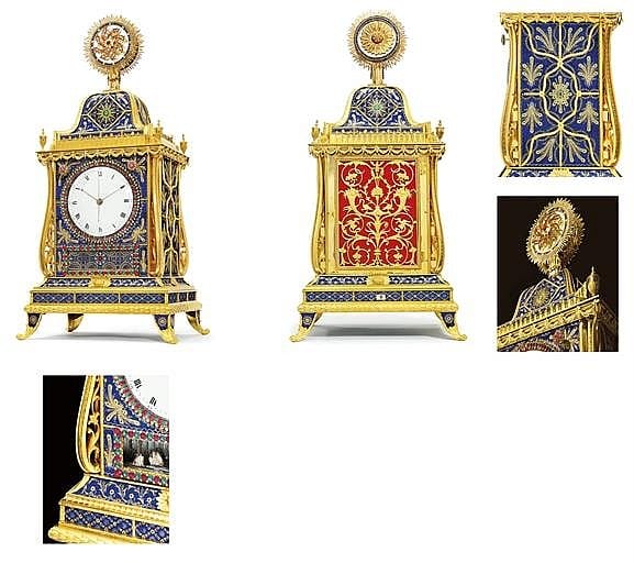 A Fine English Ormolu And Guilloché Enamel Quarter-Chiming, MUSICAL AND AUTOMATON 'SAILING SHIPS' CLOCK FOR THE CHINESE MARKET comparable sale