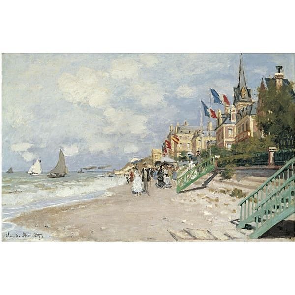 - Claude Monet , 1840-1926 LA PLAGE À TROUVILLE oil on canvas comparable sale