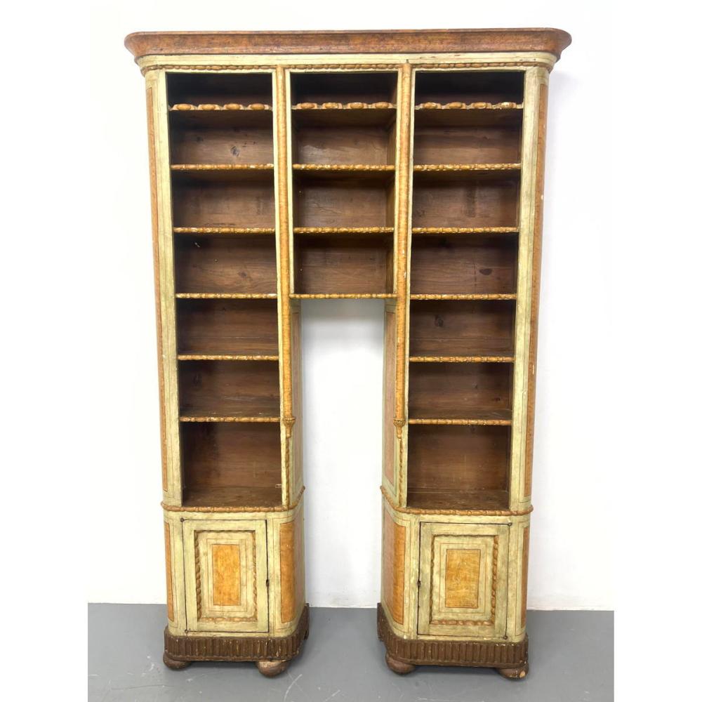 Auction comp thumbnail for ANTIQUE GUSTAVIAN SWEDISH STYLE PAINTED BOOKCASE DISPLAY CABINET. TWO TALL NARROW COLUMN CABINETS WI (Uniques & Antiques, Lot 325)