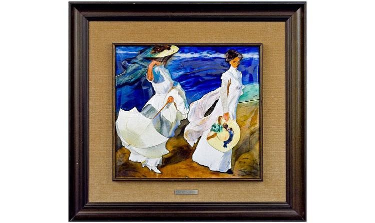 Joaquín García Donaire comparable auction result: early 20thc enamel wall plaque after joaquin