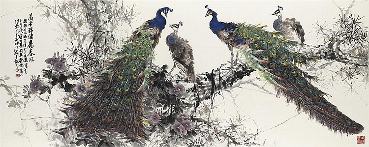 Yisheng Wu comparable auction result: peacocks