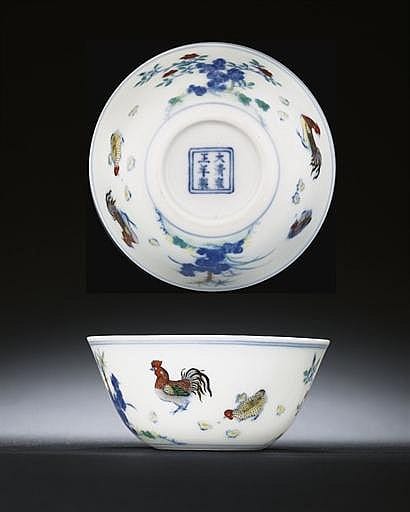 A Fine And Rare Doucai 'CHICKEN' CUP comparable sale