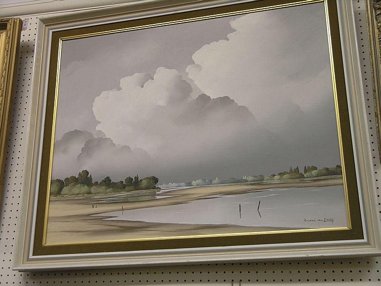 Andre de Lievin comparable auction result: andre de lievin oil on canvas panoramic coastal