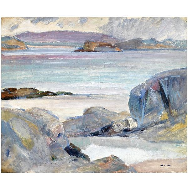 William Mervyn Glass comparable auction result: william mervyn glass r s a p s s a 1885 1965 ulva from white sands iona iona one oil on paper laid on canvas the other oil on board