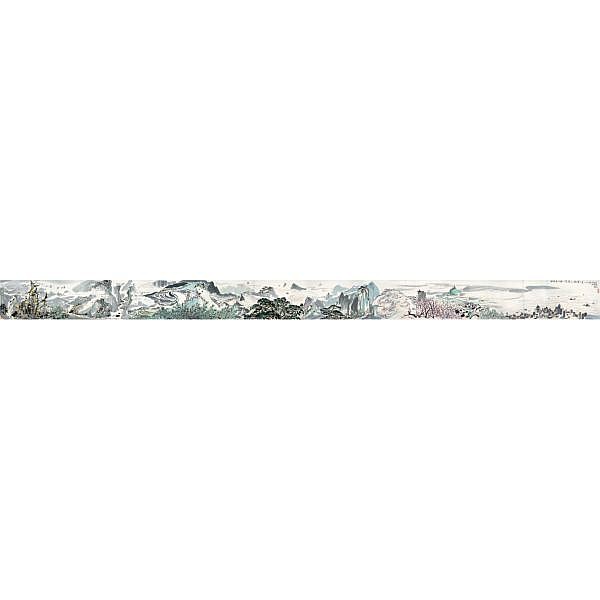Wu Guanzhong B.1919 , ALONG THE YANGTZE RIVER ink and colour on paper, handscroll comparable sale