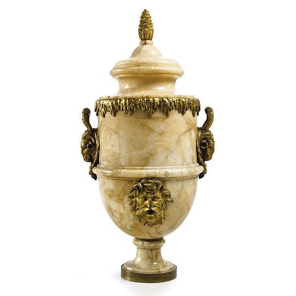A Louis XVI ormolu-mounted alabaster vase late 18th century, possibly Italian sold by Sotheby's, lot 122 — auction record photograph