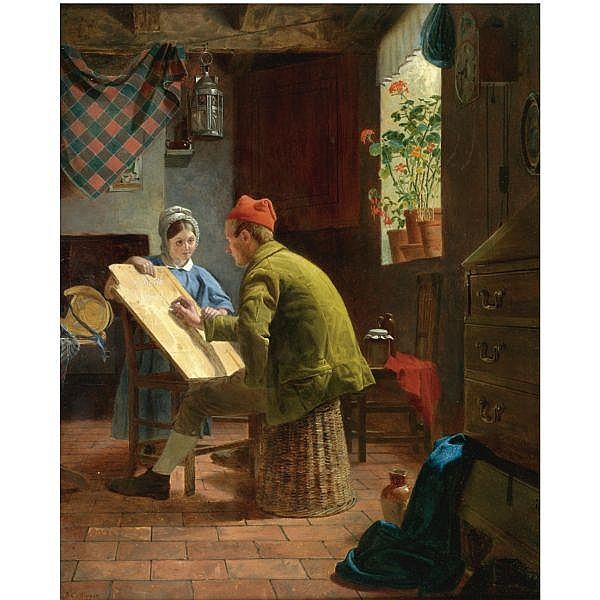 James Collinson comparable auction result: james collinson 1825 1881 the writing lesson oil on panel