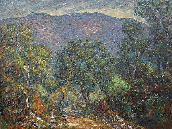 John August Dominique comparable auction result: john august dominique american 1893 1994 mountains near matilija dam 1960 28 x 36in