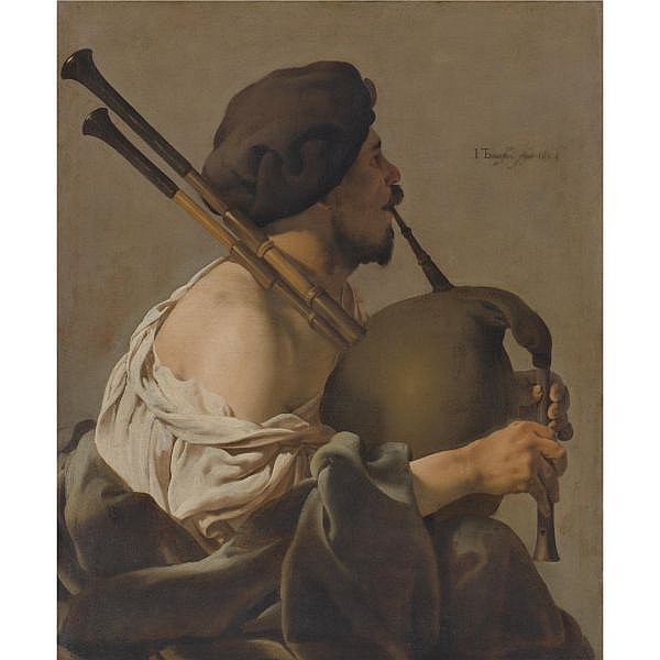 Hendrick Ter Brugghen , Deventer 1588 - 1629 Utrecht Bagpipe player in Profile oil on canvas comparable sale