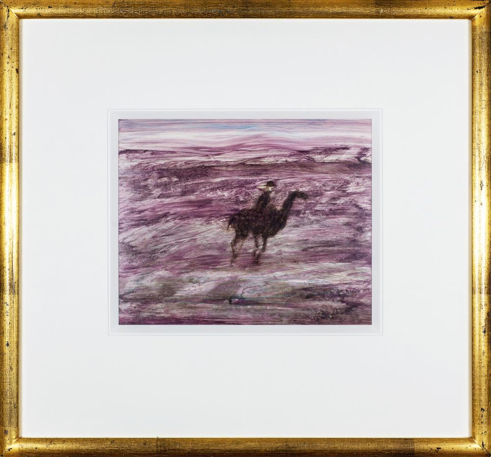 Auction comp thumbnail for SIDNEY NOLAN, (1917 - 1992), Explorer In Landscape, Ripolin on board, 24 x 30 (frame: 53.5 x 57.5) cm (Lawsons, Lot 5028)