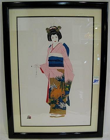HISASHI OTSUKA MIXED MEDIA PRINT. (Japan, born sold by O'Gallerie, lot 847 — auction record photograph