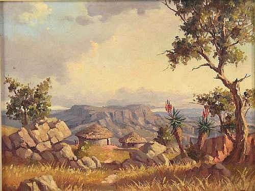 Giuseppe Cataruzza comparable auction result: giuseppe catty 20thc oil painting on board on the road to harding natal 37 x 46cms