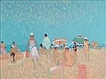 Desmond Carrick comparable auction result: desmond carrick b 1928 girl in striped dress on