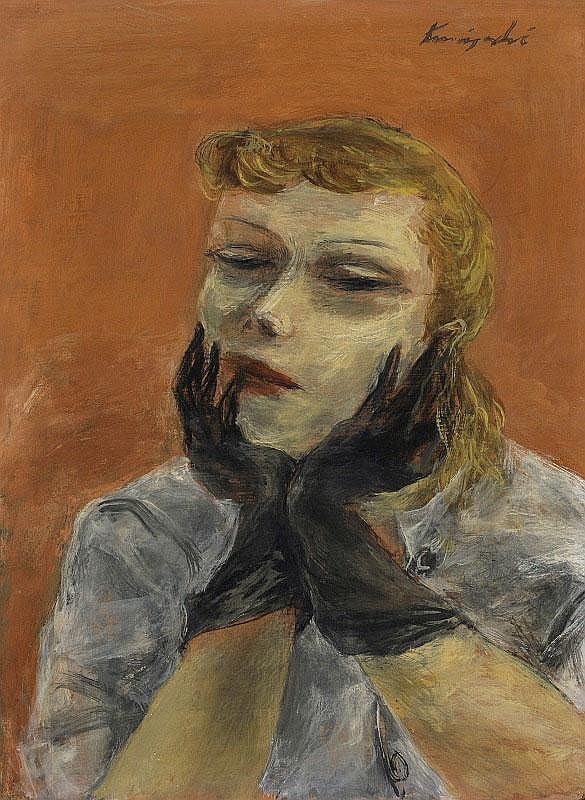 Yasuo Kuniyoshi comparable auction result: yasuo kuniyoshi a blond casein on gessoed panel
