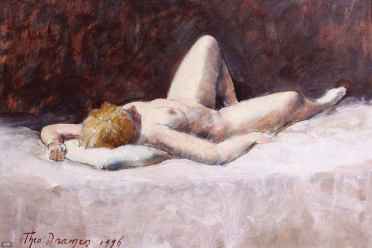 Theodorus Daamen comparable auction result: theo daamen geb 1939 liggend naakt gesigneerd