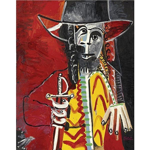 - Pablo Picasso , 1881-1973 HOMME À L'ÉPÉE oil on board comparable sale