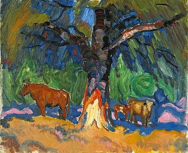 harold christopher davies american 1891 1976 cows under a sheltering tree 18 x 22in · Bonhams · 2009-08-03 Harold Christopher Davies comparable auction result: harold christopher davies american 1891 1976 cows under a sheltering tree 18 x 22in