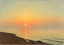 Albert Wang comparable auction result: albert wang coastal scene at sunset signed and