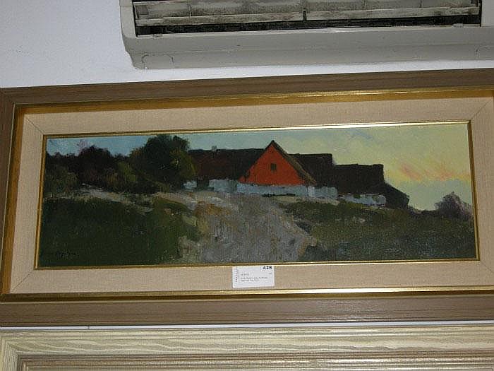 Arne Aspelin comparable auction result: arne aspelin olja landskap med hus 24x72cm