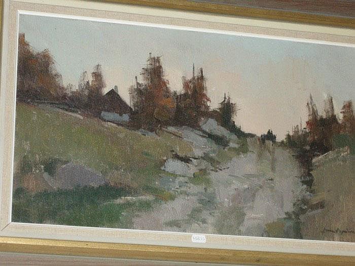 Arne Aspelin comparable auction result: arne aspelin olja landskap med hus 38x62